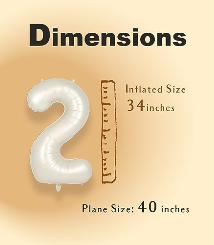SUWEN 40 Inch Jumbo Cream White Number 2 Balloons