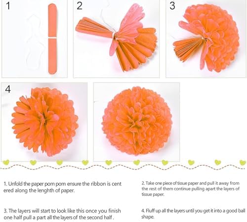 Yellow Red Blue Tissue Pom Poms DIY Decor Kit