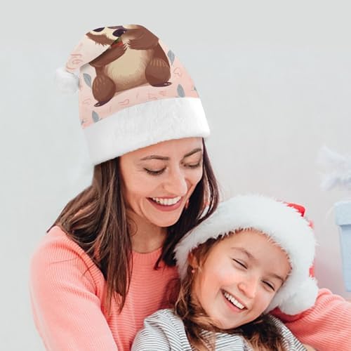 Santa Hat Cute Sloth Christmas Headwear for Adults