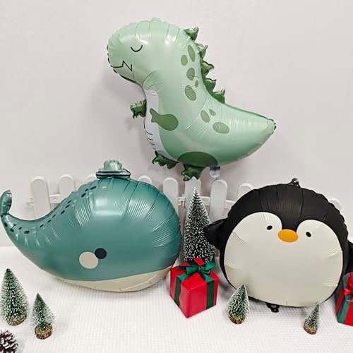 2PCS Dinosaur Foil Balloons for Jungle Birthday Party Decor