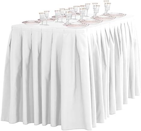 LTC Linens 21 ft White Table Skirt Wedding Banquet Table Cover