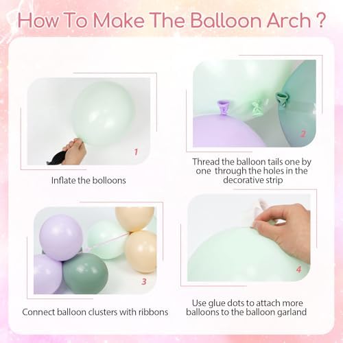 157pcs Pastel Pink Purple Balloon Arch Kit Decorations