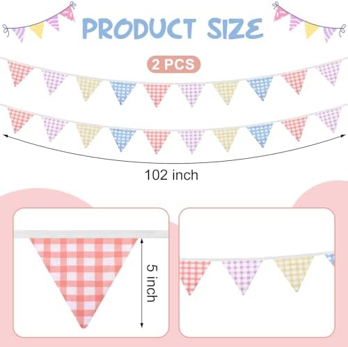 Breling 4 Color Gingham Triangular Flag Banner Set