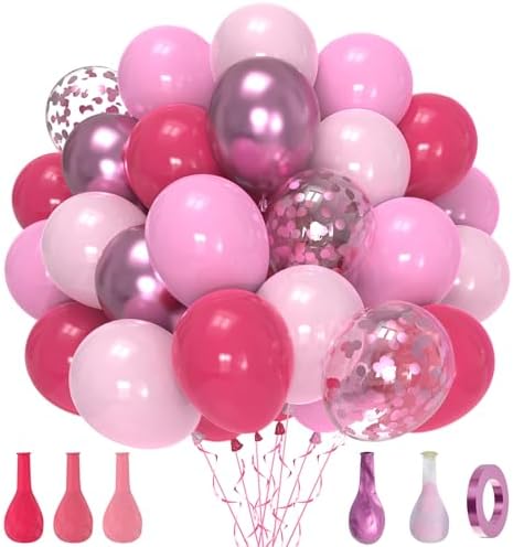 60 Pcs Hot Pink and Light Pink Balloons Set for Parties