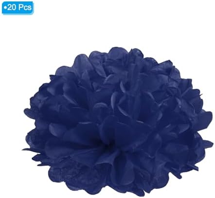 PATIKIL 4 Navy Blue Tissue Pom Poms Flowers 20 Pack