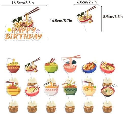 Ramen Birthday Decorations with Balloons and Toppers