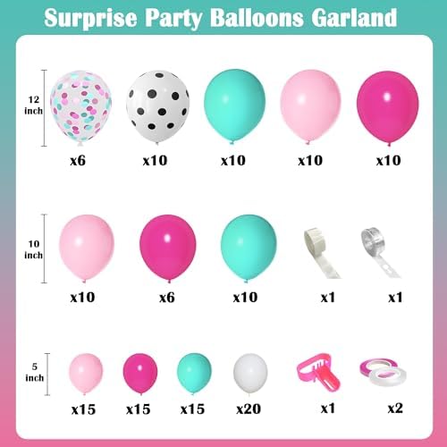 142Pcs Surprise Party Balloons Garland Kit with 5 Tools