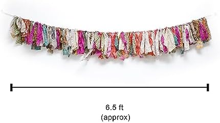 Desi Favors Indian Fabric Christmas Garland Bunting 65 FT