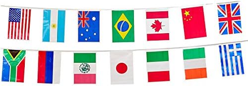 International Flags Party Decorations with Trivia