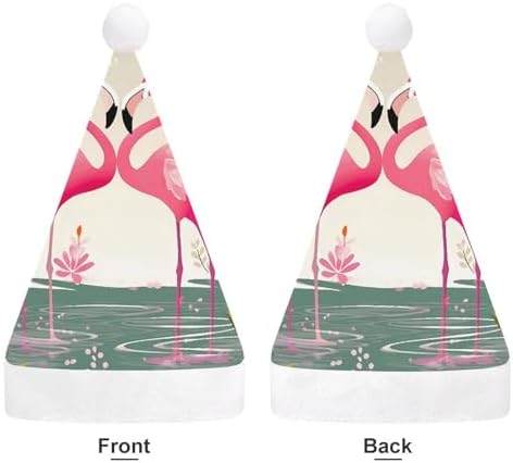 Santa Hat with Flamingos and Flowers Christmas Party Hat
