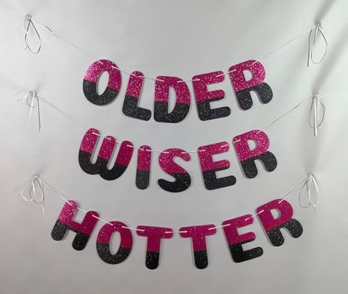 Rose Red and Black Glitter Birthday Banner with Adhesive Hooks