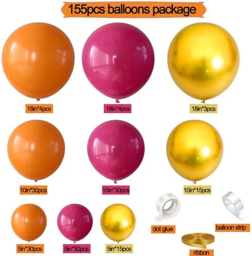 Balloon Garland Kit Burnt Orange Hot Pink Gold Party Decor