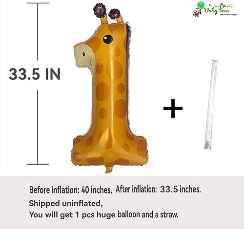 Giraffe 1st Birthday Balloons 40 Inch Large Number 1 Decorations
