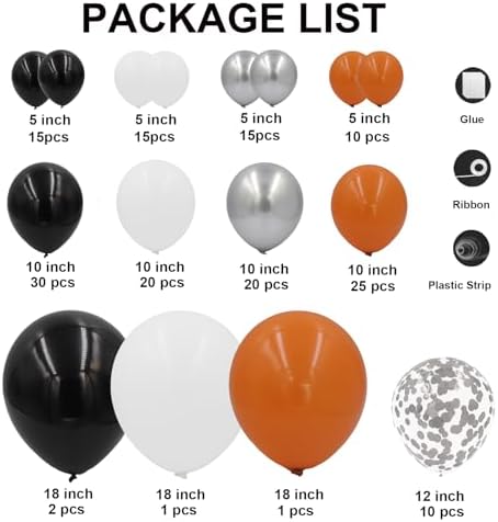 Orange and Black Balloons Arch Kit 164pcs
