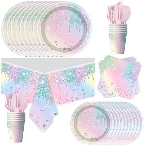 81Pcs Iridescent Diamond Party Tableware Set