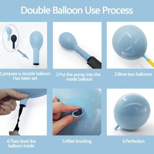 Dusty Blue Double Stuffed Balloons Set for Party Decorations