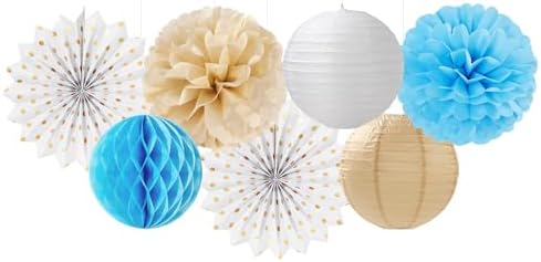 Light Blue Boho Party Decorations Streamers 14pcs