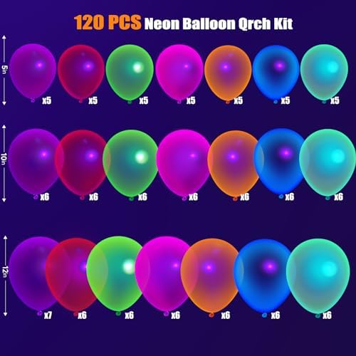 120 Pcs UV Neon Balloons for Party Decorations