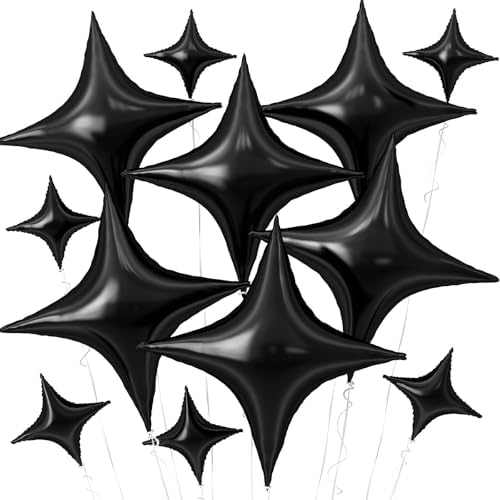 Black Star Balloons 12Pcs Foil Star Decorations