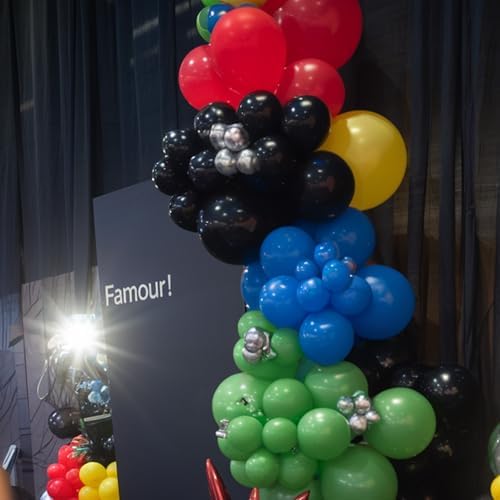 Red Blue Green Black Balloons Set for Party Decorations