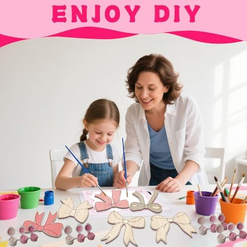 HABDJILTY 12 Pcs Pink Bow Party Favors DIY Craft Kits