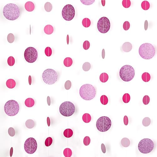 8 Pack Pink Glitter Dot Garland for Decorations