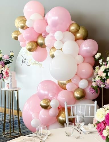 Pink and Gold Balloons Set for Parties and Celebrations