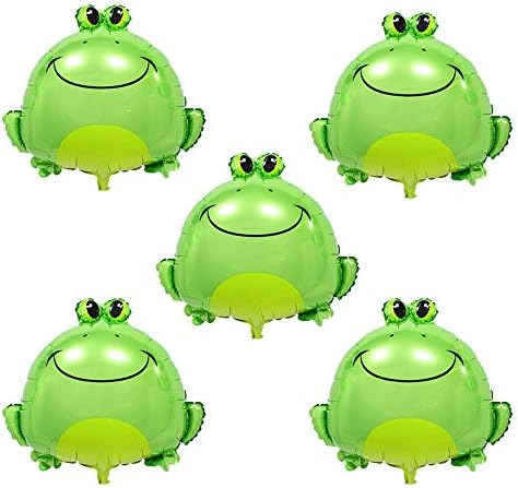 Frog Balloons Green Large Inflatable Foil Mylar Balloons 5PCS