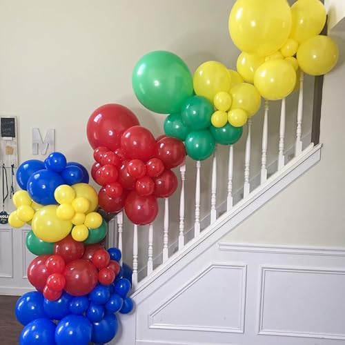 Red Yellow Blue Balloons with Confetti for Birthday Party