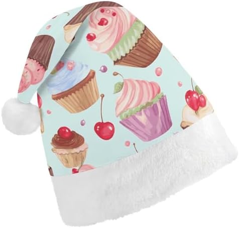Santa Hat Cupcake Pattern Christmas Headwear for Adults