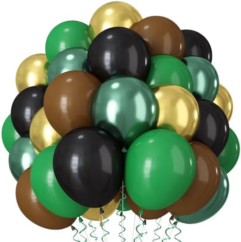 TAOYE 12 Inch 60 Pcs Green Brown Balloons Set