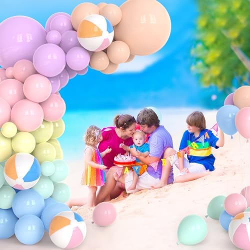 152PCS Summer Beach Balloon Arch Kit with Macaron Balloons