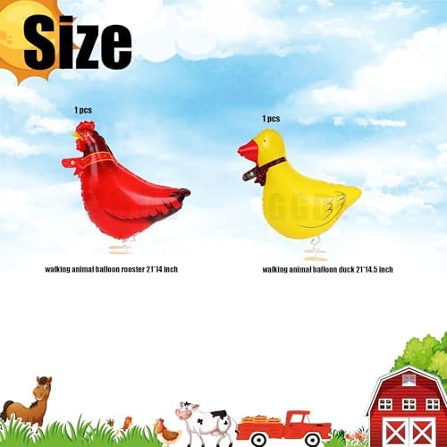 Farm Animal Balloons Cow Pig Duck Rooster 1st Birthday Decor