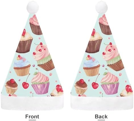 Santa Hat Cupcake Pattern Christmas Headwear for Adults