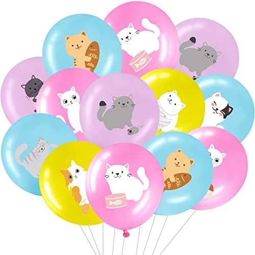 Threan 36 Pcs Cat Theme Latex Balloons Party Decorations