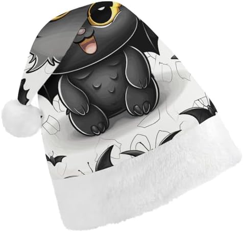Santa Hat Cute Bat Christmas Hat for Adults