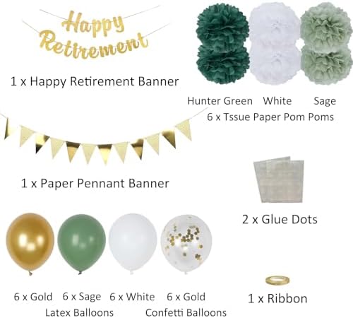Happy Retirement Decorations Kit with Banner and Balloons