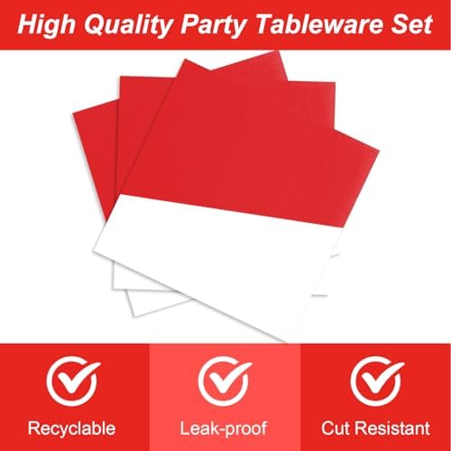 Cartoon Birthday Party Tableware Set 48Pcs Red White