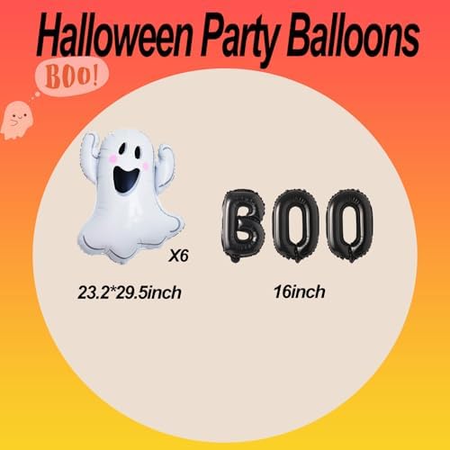 Halloween Balloons 9 Pack with 16 Inch Black BOO Foil Mylar
