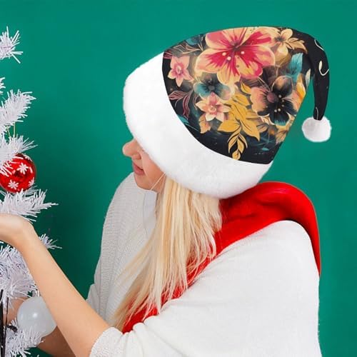 Colorful Flowers Santa Hat Christmas Party Headwear