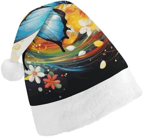 Colorful Santa Hat with Butterfly Christmas Headwear