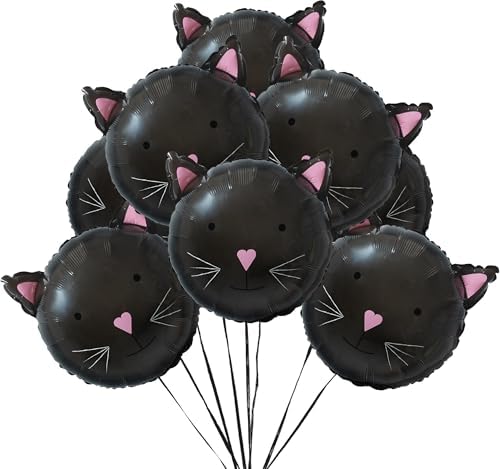 Cheerland Black Cat Foil Balloons 8pcs Halloween Decor
