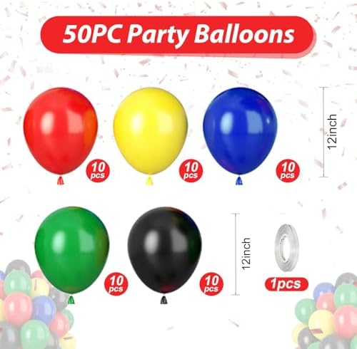 Red Blue Green Black Balloons Set for Party Decorations