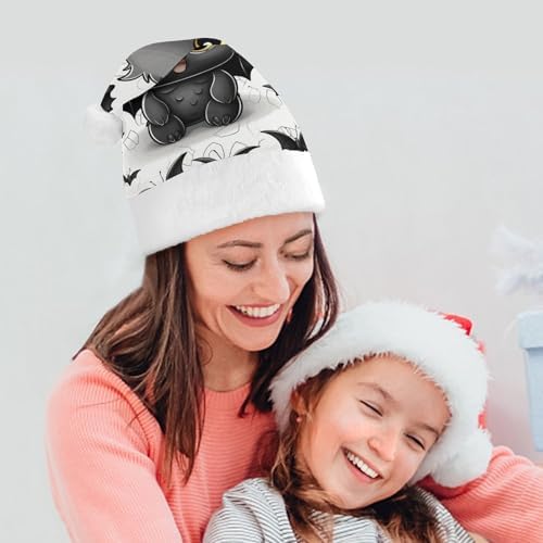Santa Hat Cute Bat Christmas Hat for Adults