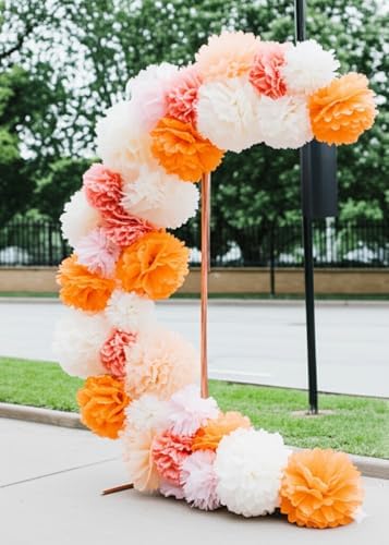 PapaKit Party Tissue Pom Poms 20 Piece Bright Orange Set