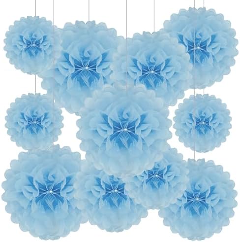 Baby Blue Tissue Paper Pom Poms 20 Piece Set