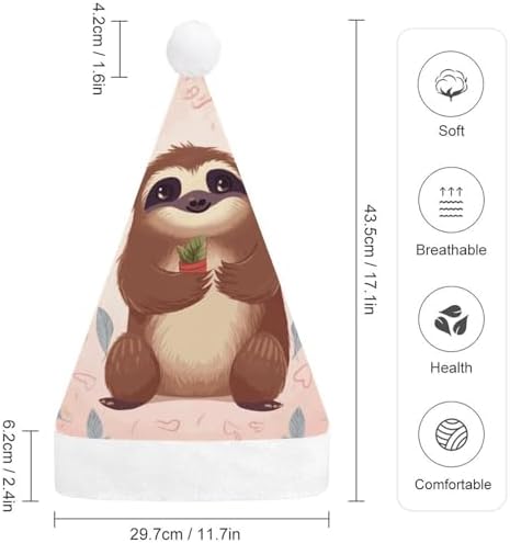 Santa Hat Cute Sloth Christmas Headwear for Adults
