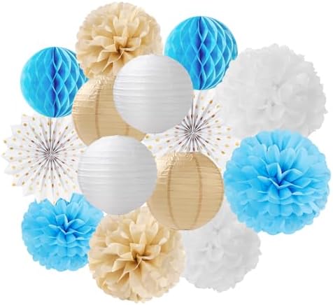 Light Blue Boho Party Decorations Streamers 14pcs