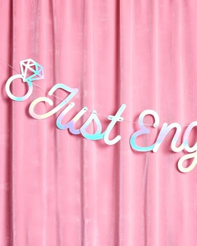Xo Fetti Just Engaged Iridescent Foil Banner 5 Ft