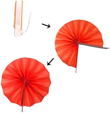 Hanging Paper Fan Set with Pom Poms and Honeycomb Balls